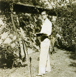 1952 | 大同中學高一時於青田街家中後院畫油畫